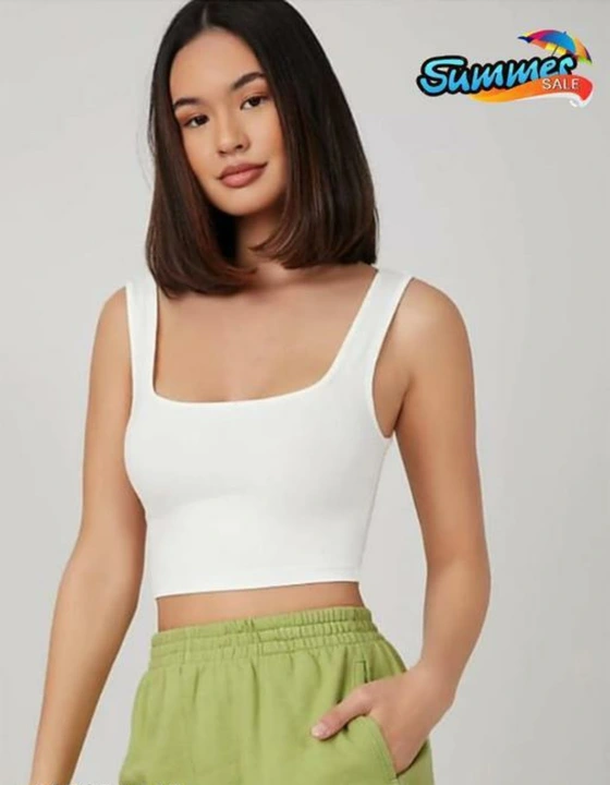 White crop top cotton blend uploaded by business on 4/11/2023