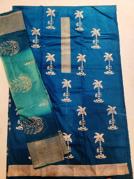 Bombay pure jam cotton block print suit with paper cotton dupatta 7.5 mtr cut  uploaded by business on 4/11/2023