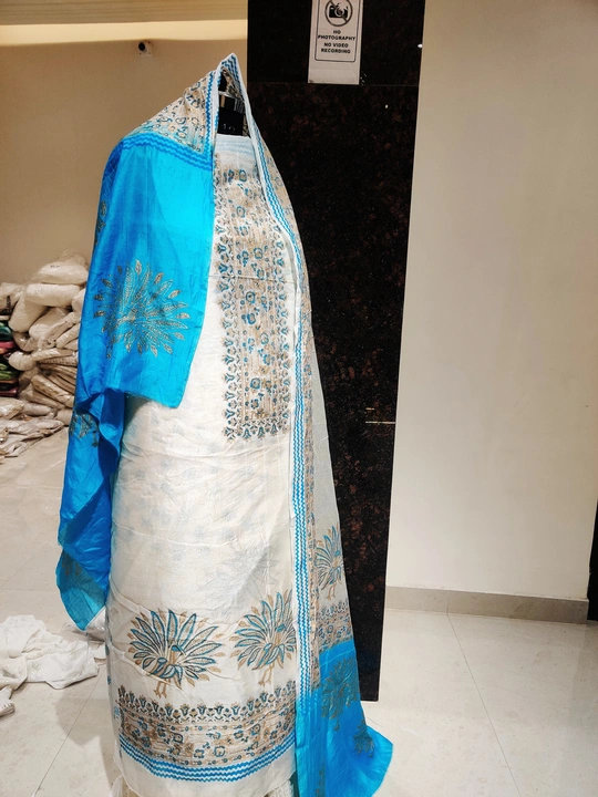 Muslin cotton block print suit with muslin dupatta  uploaded by Mangalum by bawa dupatta house on 4/11/2023