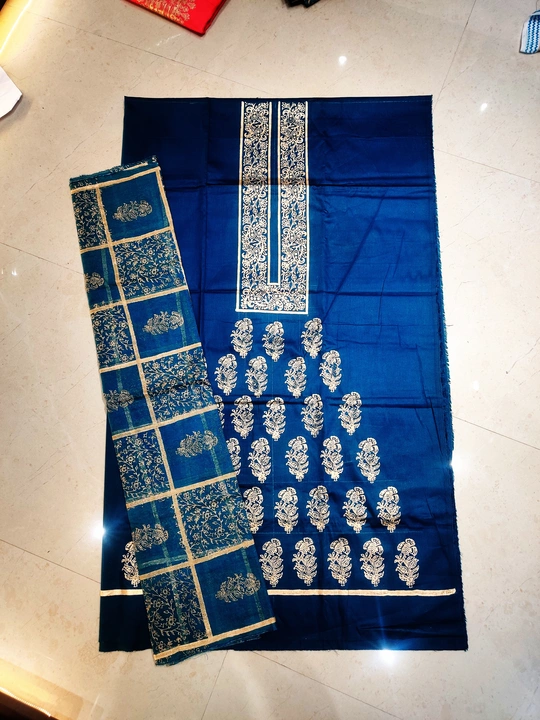 Bombay pure jam cotton block print suit with paper cotton dupatta 7.5 mtr cut  uploaded by business on 4/11/2023