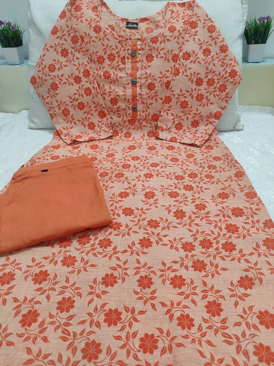 Khadi printed kurti with pants uploaded by business on 4/11/2023