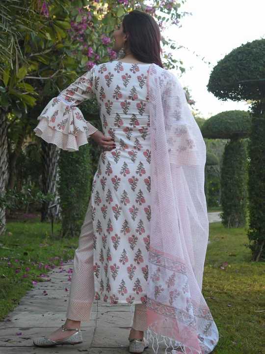 Block Printed viscose cotton blend kurti pant and dupatta  uploaded by Aayan fashion on 4/11/2023