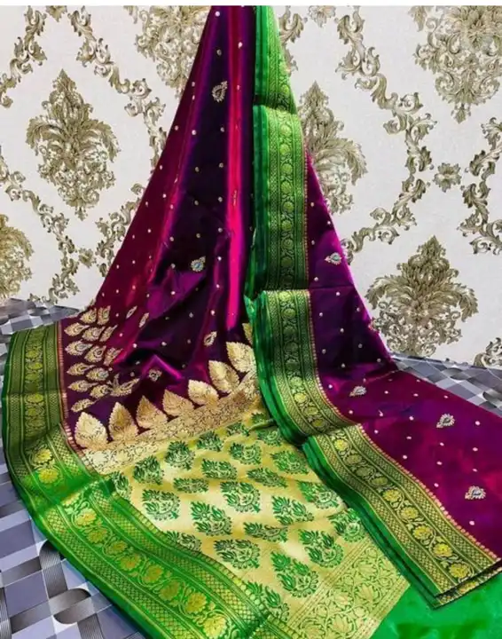 Banarasi satin embroidery Saree uploaded by Kasturi Sarees on 4/11/2023
