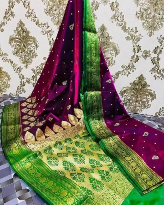 Banarasi satin embroidery Saree uploaded by Kasturi Enterprises on 4/11/2023