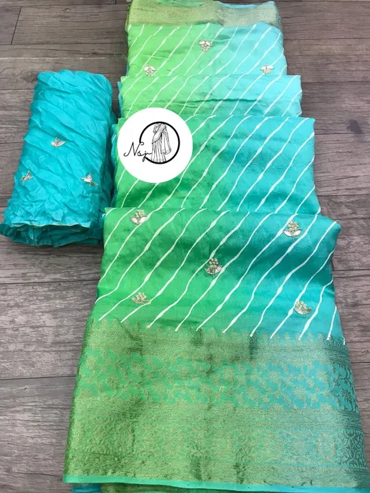 presents trending Lehriya saree


🥰🥰big sele pure rusyan silk with beautiful multy colours full za uploaded by Gotapatti manufacturer on 4/11/2023