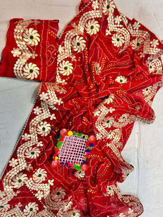 New launched beautiful Chunari saree with beautiful heavy gottapatti work 
All over saree 
Running b uploaded by Gotapatti manufacturer on 4/11/2023