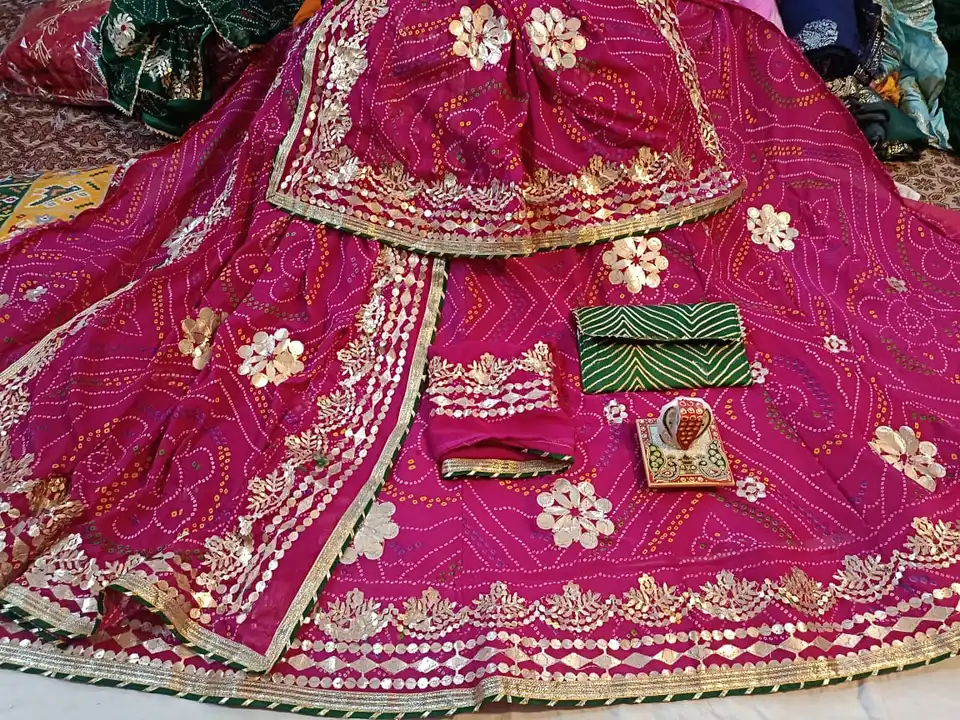 😍😍 *Wahi pahle wali quality aayegi*😍😍
New colour added
Nice bful heavy chunri lhnga 
Lehnga 👉fu uploaded by Gotapatti manufacturer on 4/11/2023