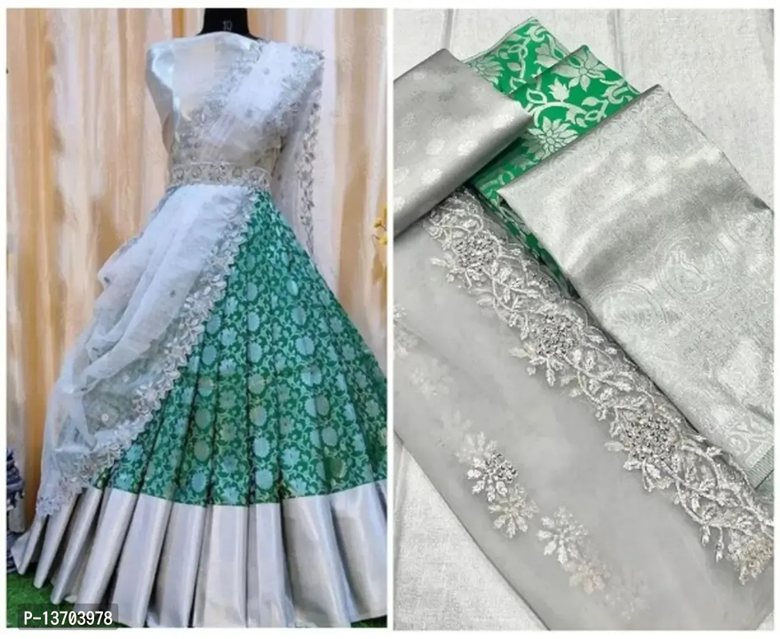 Kanjeevaram Silk South Style Lehenga Sarees with Blouse Piece and Dupatta

 Fabric:  Art Silk

 Type uploaded by Kris.hna0188 shop on 4/12/2023