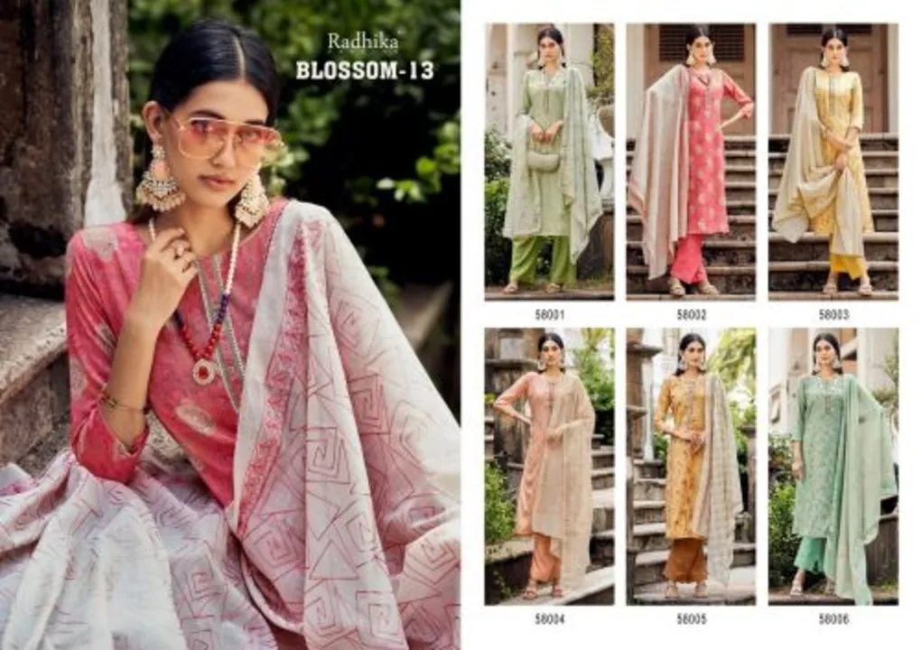 Radhika Azara Blossom 13 Styles Designer Dress Material Collection

 uploaded by business on 4/12/2023