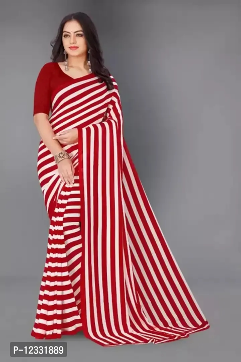 Womens Stripe Printed Georgette Saree with Running Blouse

 Color:  Red

 Fabric:  Georgette

  uploaded by business on 4/12/2023