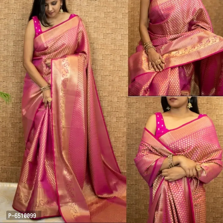 Beautiful Art Silk Jacquard Saree with Blouse piece

 Color:  Pink

 Fabric:  Art Silk

 Type:  Sare uploaded by business on 4/12/2023