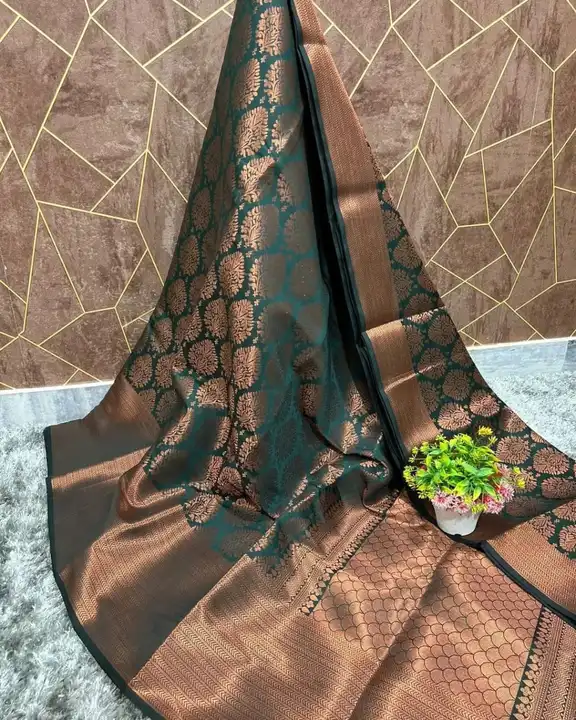 Brocade copper zari soft silk saree uploaded by The banaras Silk on 4/12/2023
