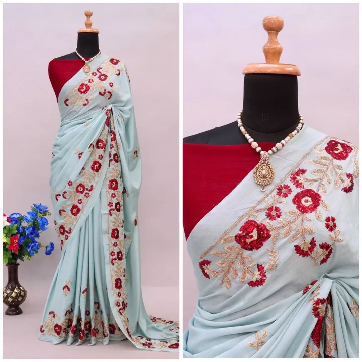 PARTY WERE EMBRODIERY DESIGNER WORK SAREE* uploaded by Mukesh creation  on 4/12/2023