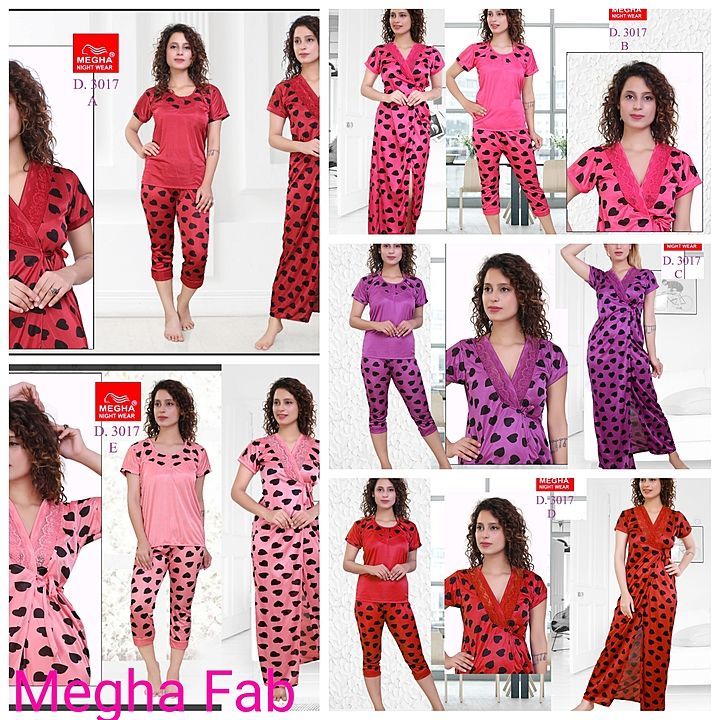Post image women Nighty made from soft &amp; top quality Satin
Size : Free Size
Easy &amp; Relaxed Fit,Soft &amp; Light Weighted
Care Instructions: Machine Wash .Do not dry clean or bleach or Tumble Dry .Dry in shade .Wash dark colours separately Read less