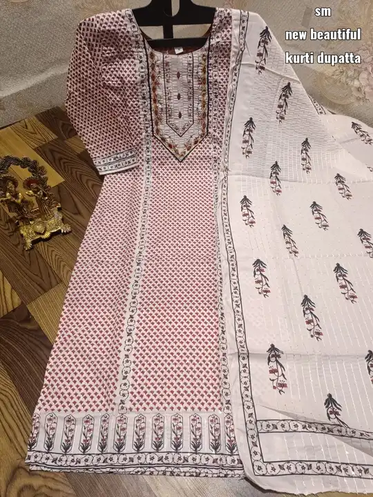 Pure cotton kurti n duptta only  uploaded by Dresses on 4/12/2023