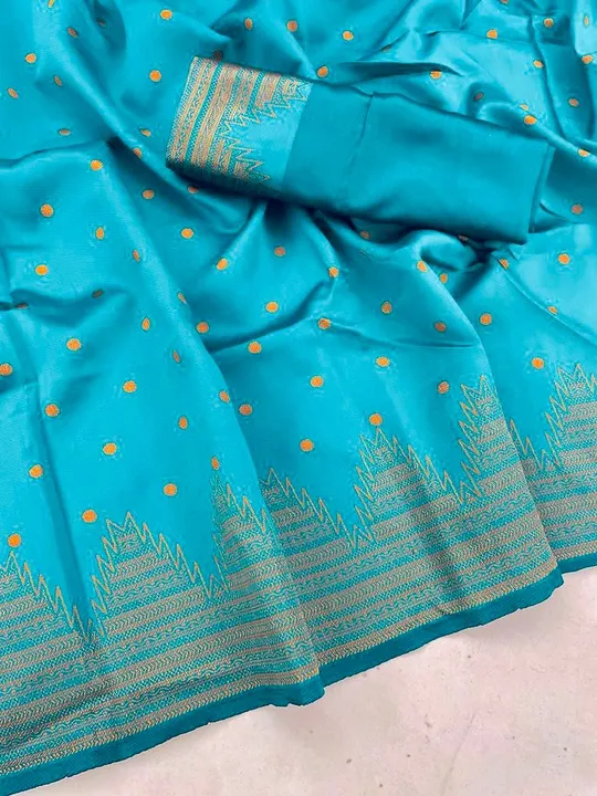 Rich Pallu With Golden Zari Border Design And Allover Small Butti Design. uploaded by DHANANJAY CREATION  on 4/12/2023