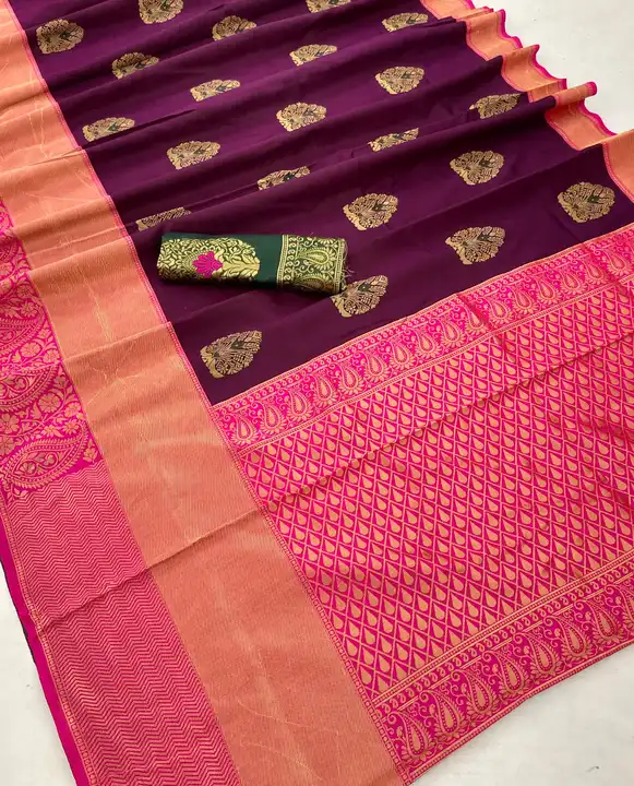 Beautiful Golden Zari Weaving Border With Allover Golden Zari Folour Butti Design And Blouse Piace  uploaded by DHANANJAY CREATION  on 4/12/2023