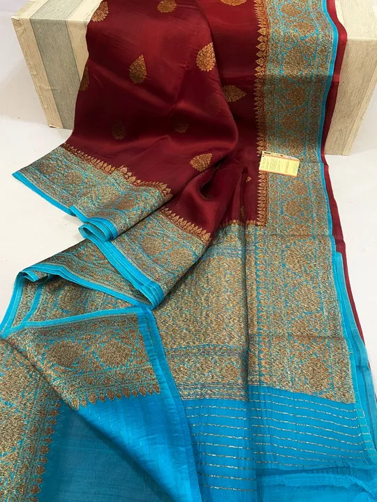 Pure Banarasi Handloom Kadhuwa Kora Organza Silk with Antique zari uploaded by Ayesha Fabrics on 4/12/2023