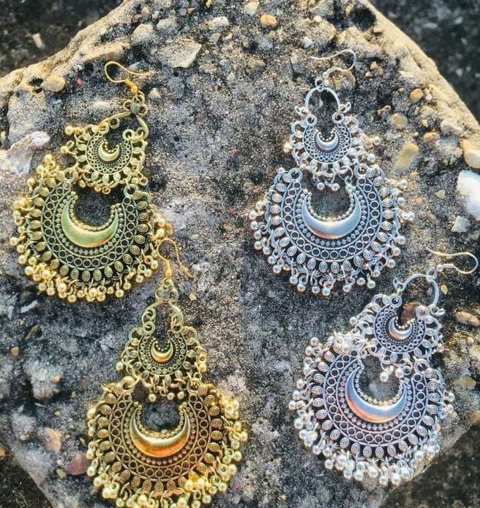 Oxidised earrings .. best jhumki .. sale .. wholesale. Oxidised chandbali uploaded by business on 3/4/2021