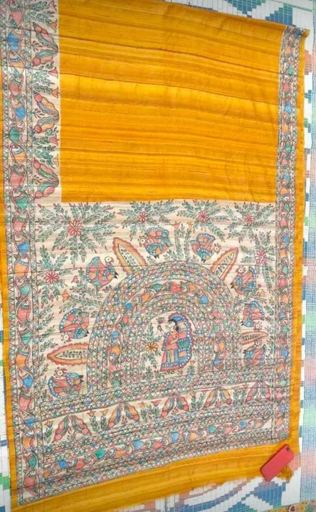 Pure Tussar Ghichcha Madhubani Hand Painting Silk Saree uploaded by SUMAN HANDLOOM on 4/13/2023