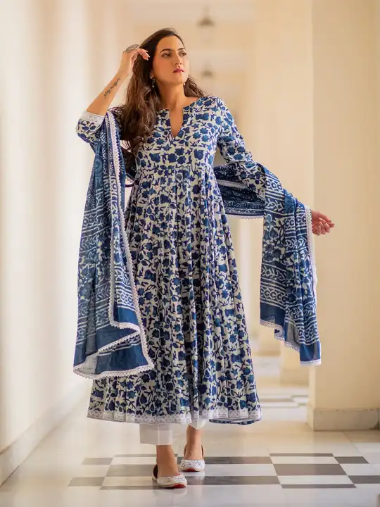 Women's Rayon printed Anarkali Kurta Palazzo With Dupatta Set  uploaded by Nisha Fashion Place on 4/13/2023