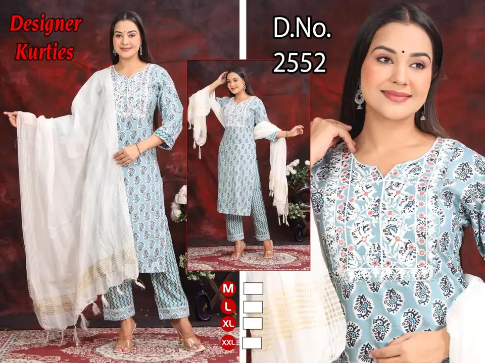Rayon Proschin print sequence work kurti pant with duptta  uploaded by Kabir Fashion World on 4/13/2023