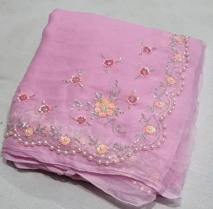 Pure chiffon saree uploaded by Mayra creations on 4/13/2023
