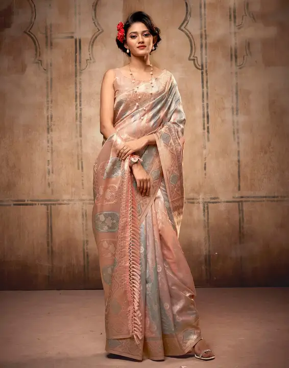 CORAL PINK SILK SAREE uploaded by Vijay Creation on 4/13/2023