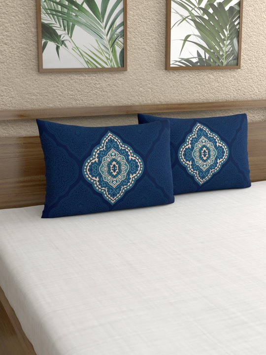 Navy Blue Printed Pillow Covers uploaded by Esskay International on 4/13/2023