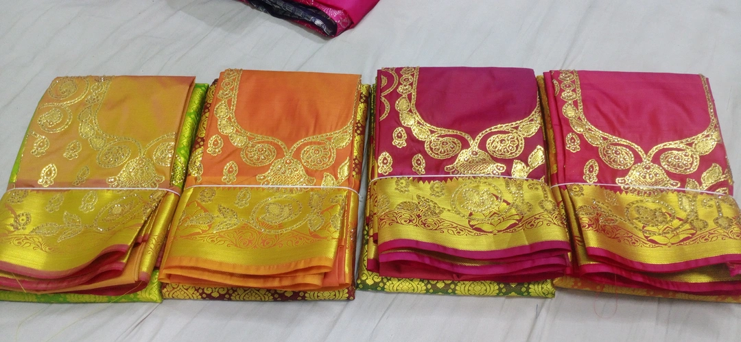 Art silk with stone work and blouse work uploaded by Sree Annopornneshwari silk on 4/13/2023