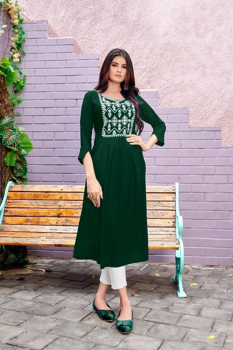Post image For order and updates 
Contact number 7990937837

Fine work for better designs, Presenting Beautiful Designer Straight Kurti with Gorgeous Embroidery Work in Havy Rayon Fabric in upto 46 inch Length, with 3/4 sleeve and 8 Different embroidered Design on each color.
FABRIC: Rayon

SIZE :S-36,M-38,L-40,XL-42,XXL-44,XXXL-46