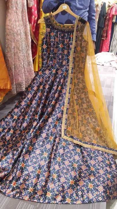Pure ptola print one pics anarkali uploaded by business on 3/4/2021