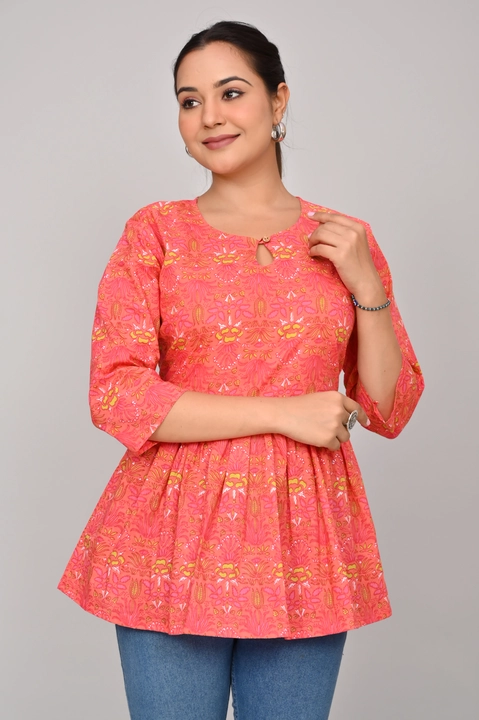 Short kurti Jaipur print pure 60 60 cotton uploaded by business on 4/13/2023
