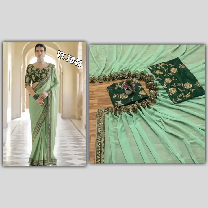 ☘️🛎️🛎️ NEW launch With Rate Dropped 🛎️🍀

🥻 Sari Fabric: Georgette with Embroidery Codding & Seq uploaded by Vishal trendz 1011 avadh textile market on 4/13/2023