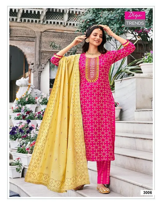 Alveera kurti pant with dupatta uploaded by Shree lady fashion - SLF on 4/13/2023
