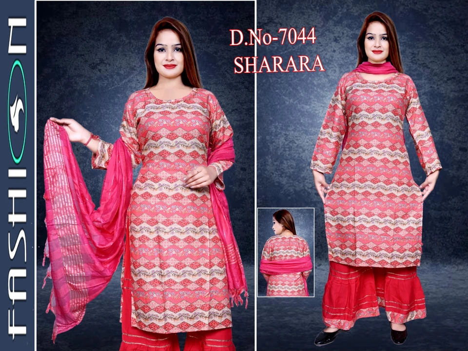 Rayon sharara set uploaded by Fashion Mantra on 4/13/2023