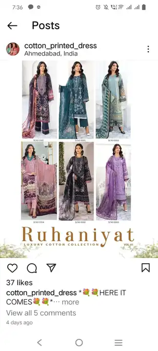 Roohaniyat Karachi Cotton uploaded by Super Star Dresses on 4/13/2023