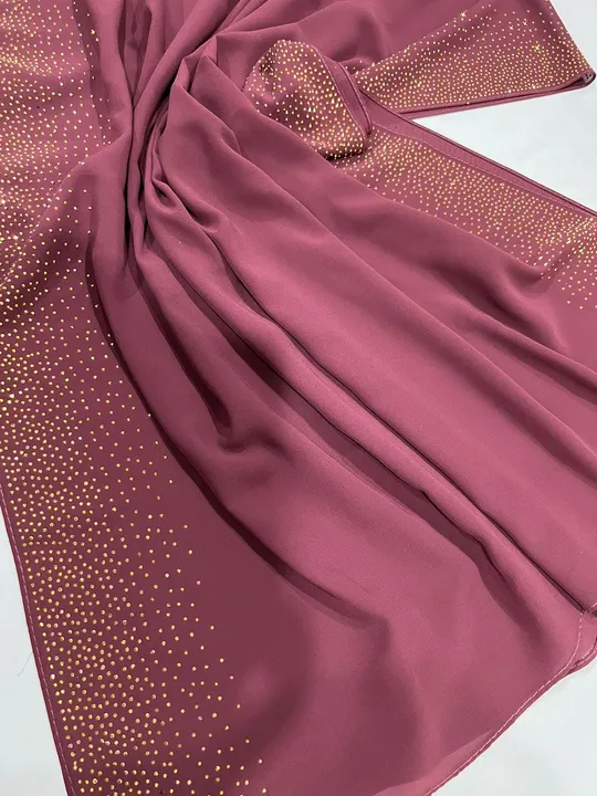 Chiffon with double side  golden stonework border…..
Set rate 150…. Select any 10 to 12 piece
6 piec uploaded by Zainab_hijab_official  on 4/13/2023