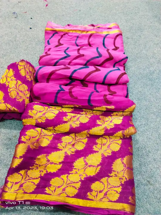 *beautiful color combination Saree for all ladies*

🥰🥰pure Georgette zari  with beautiful zari wai uploaded by Gotapatti manufacturer on 4/14/2023