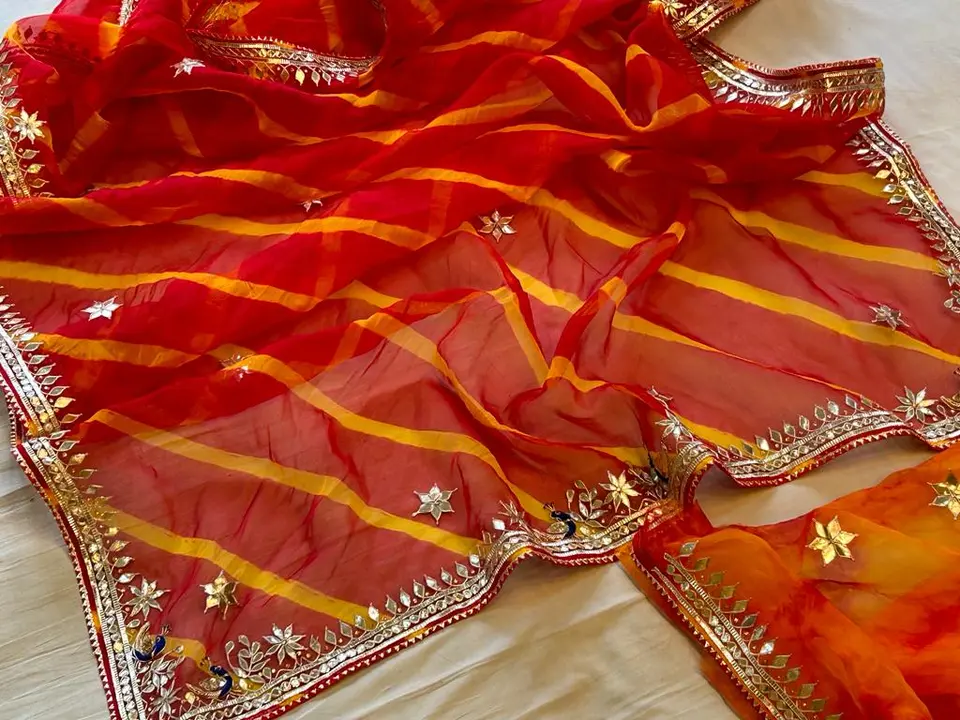 presents  LEHRIYA special  saree  sale sale
Beautiful hand work 😉😘⭐️

*beautiful color combination uploaded by Gotapatti manufacturer on 4/14/2023