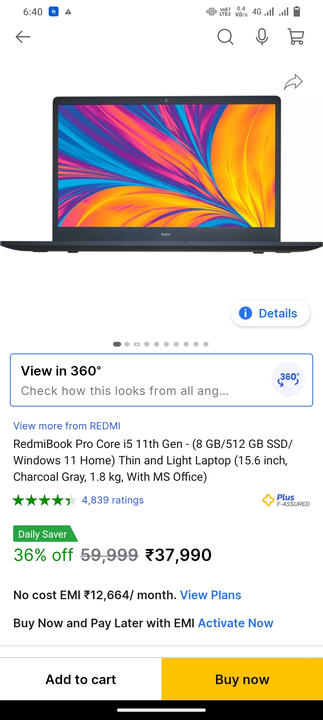 Redmi laptop 1 year used uploaded by P3 STORS on 6/4/2024