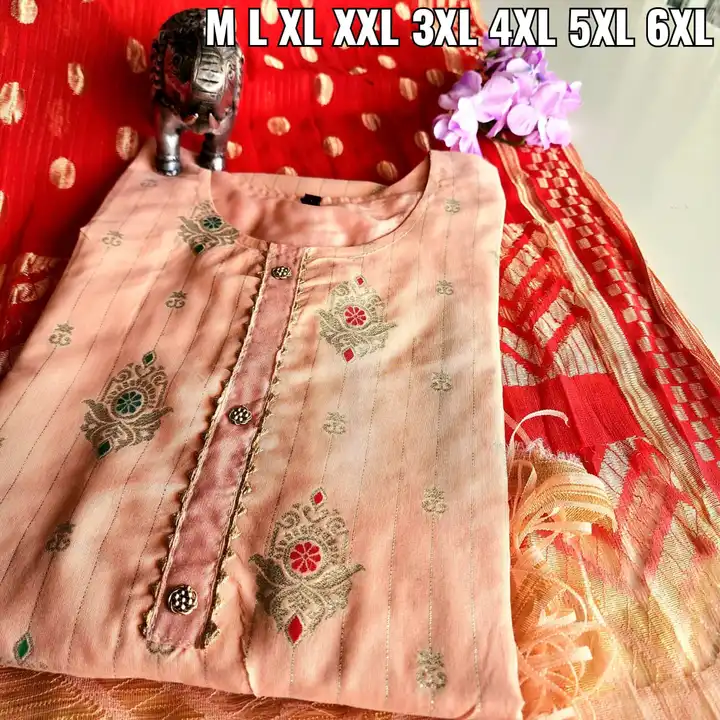 Hevey muslin silk top n dupatta set single pic available 7984472858 uploaded by Dresses on 5/29/2024