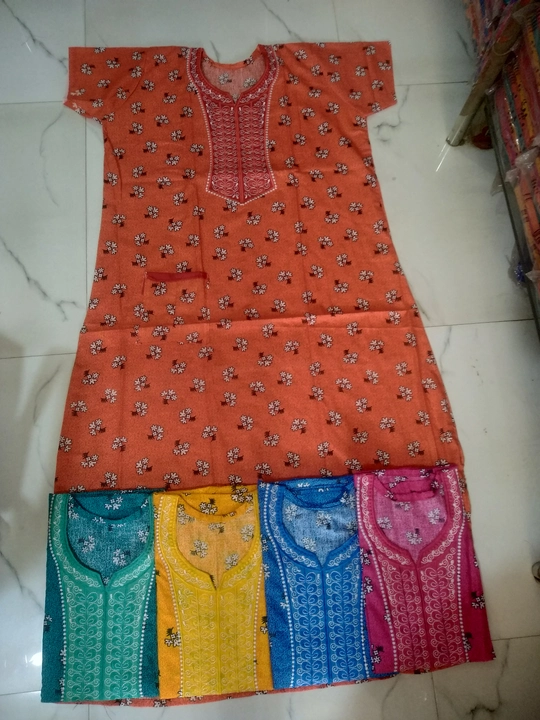 PURE COTTON LONG PATCHWORK EMBROIDERY PATTERN WITH POCKET  uploaded by MANISHA GARMENTS on 4/14/2023