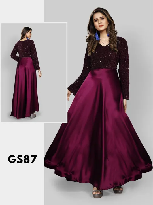 Gown heavy Velvet with Sequence & Japan sartin uploaded by Fatema Fashion on 4/14/2023