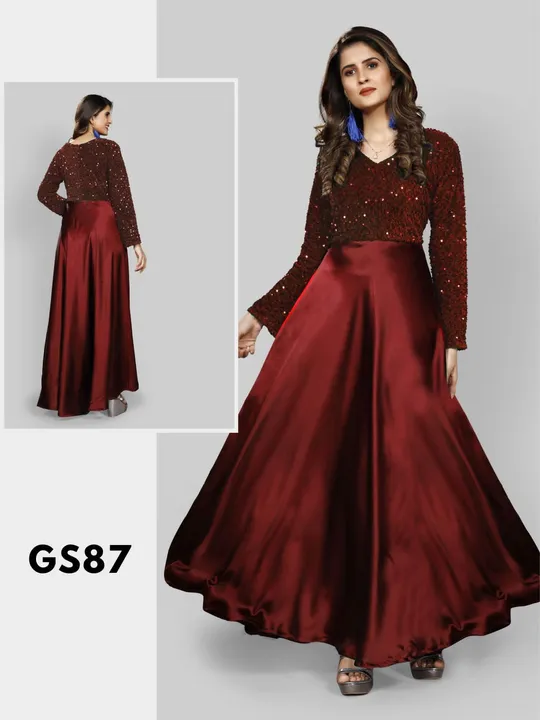 Gown heavy Velvet with Sequence & Japan sartin uploaded by Fatema Fashion on 4/14/2023