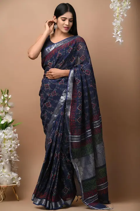 Cotton fabric saree uploaded by Dehqani Bros on 6/2/2024