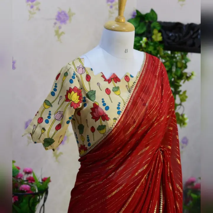SAREES:-*Presenting you most beautiful pure georgette saree with stiched blouse* uploaded by NIVA CREATION on 4/14/2023