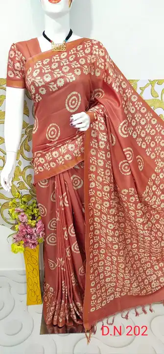 KATAN STAPLE BATIK PRINT SAREE  uploaded by S.N.COLLECTIONS  on 4/14/2023