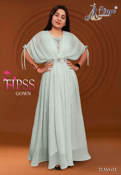 Post image TIPSS LONG GOWN

- Colour 6

- With belt

- Original mirror work

- Fabric :- Georgette
	
- Inner – crap 

- Size - m, l, xl, xxl. 

- Length- 54" to 56"

PRICE - 949/-