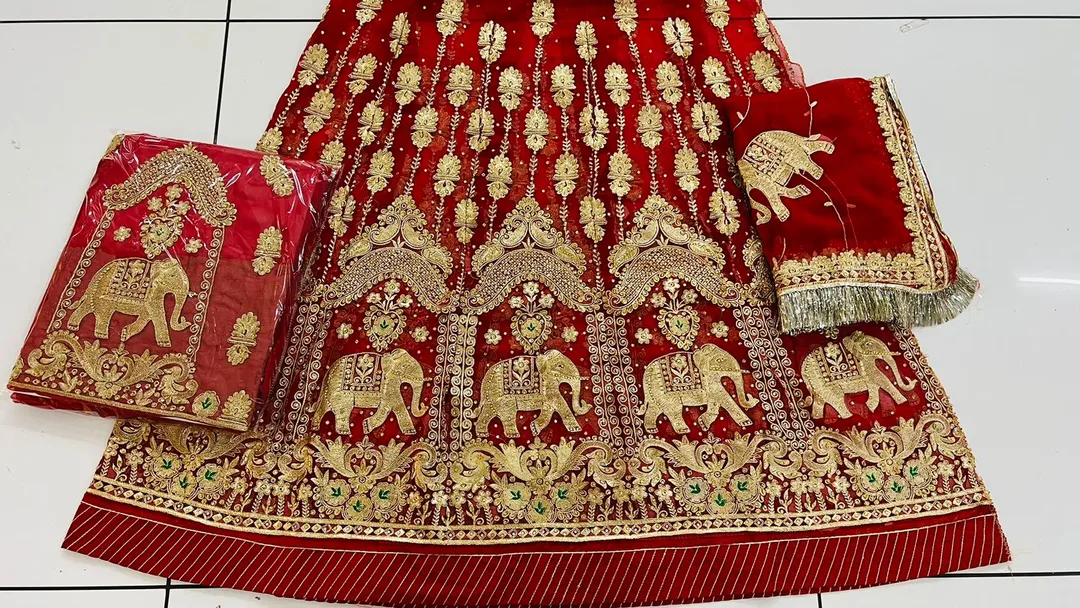Red poshak uploaded by BK fabrics on 4/14/2023